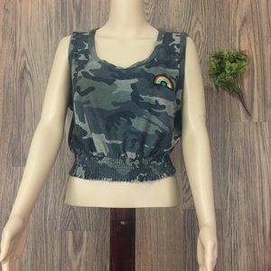 NWT Vintage Havana Rainbow Patch Smocked Crop Tank